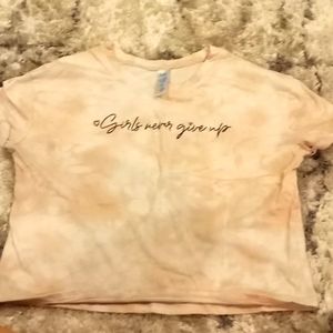 Pink tie dye cropped justice top size 10 in girls